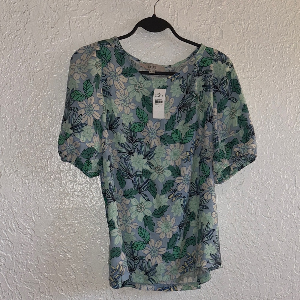 LOFT Mint Green Floral Blouse
